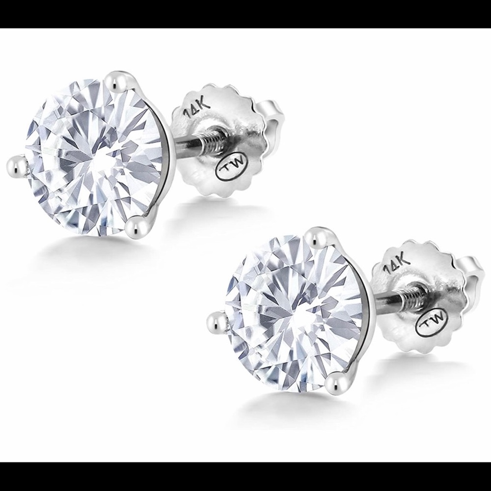 14k martini moissanite screw studs.